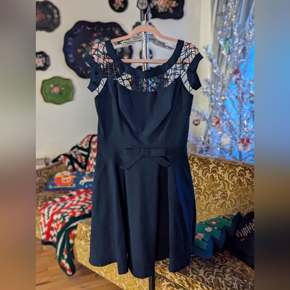 Dark blue Tatyana Pinup Style Lattice Neck Dress Size XL